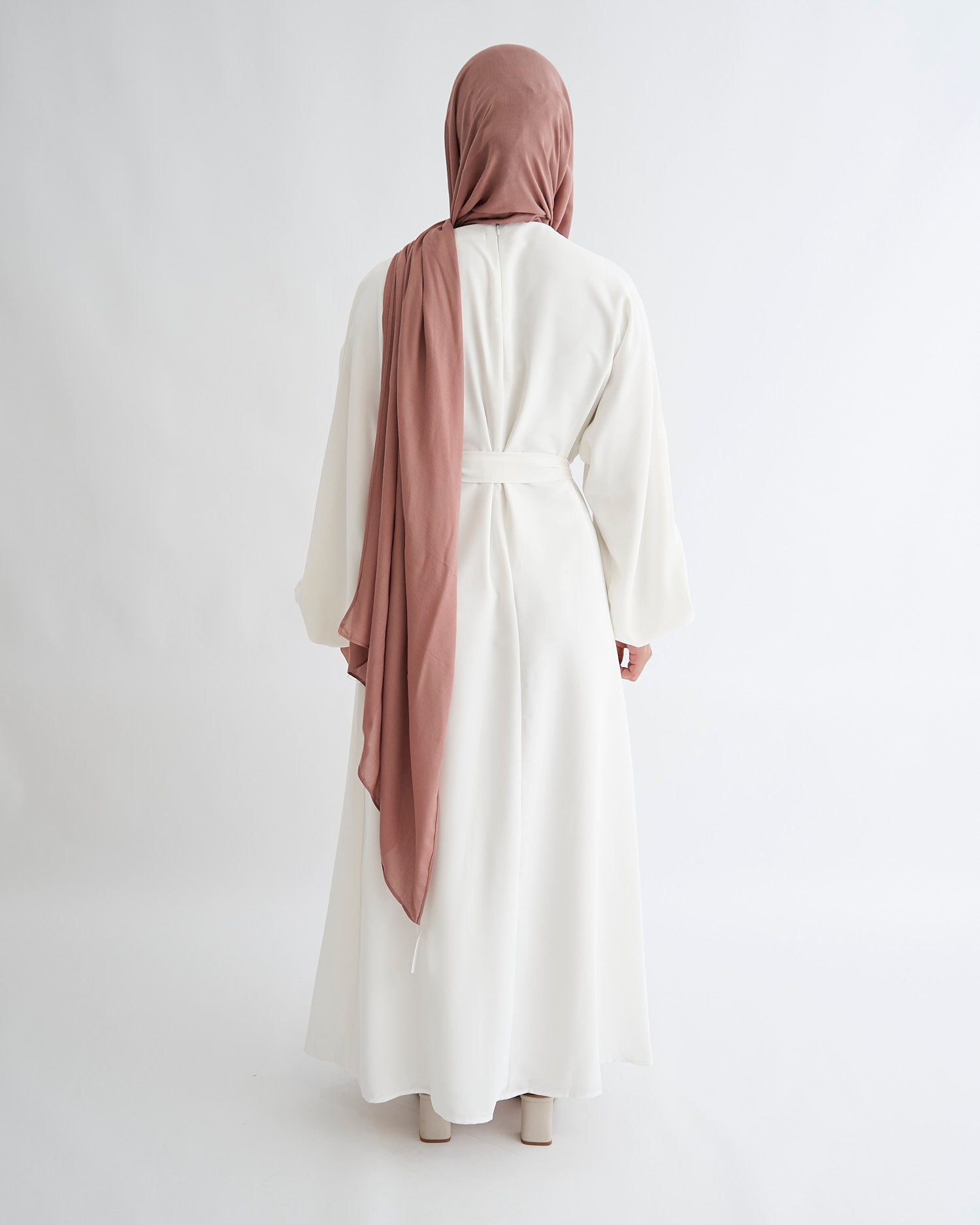 Essential Cuffed Abaya - White