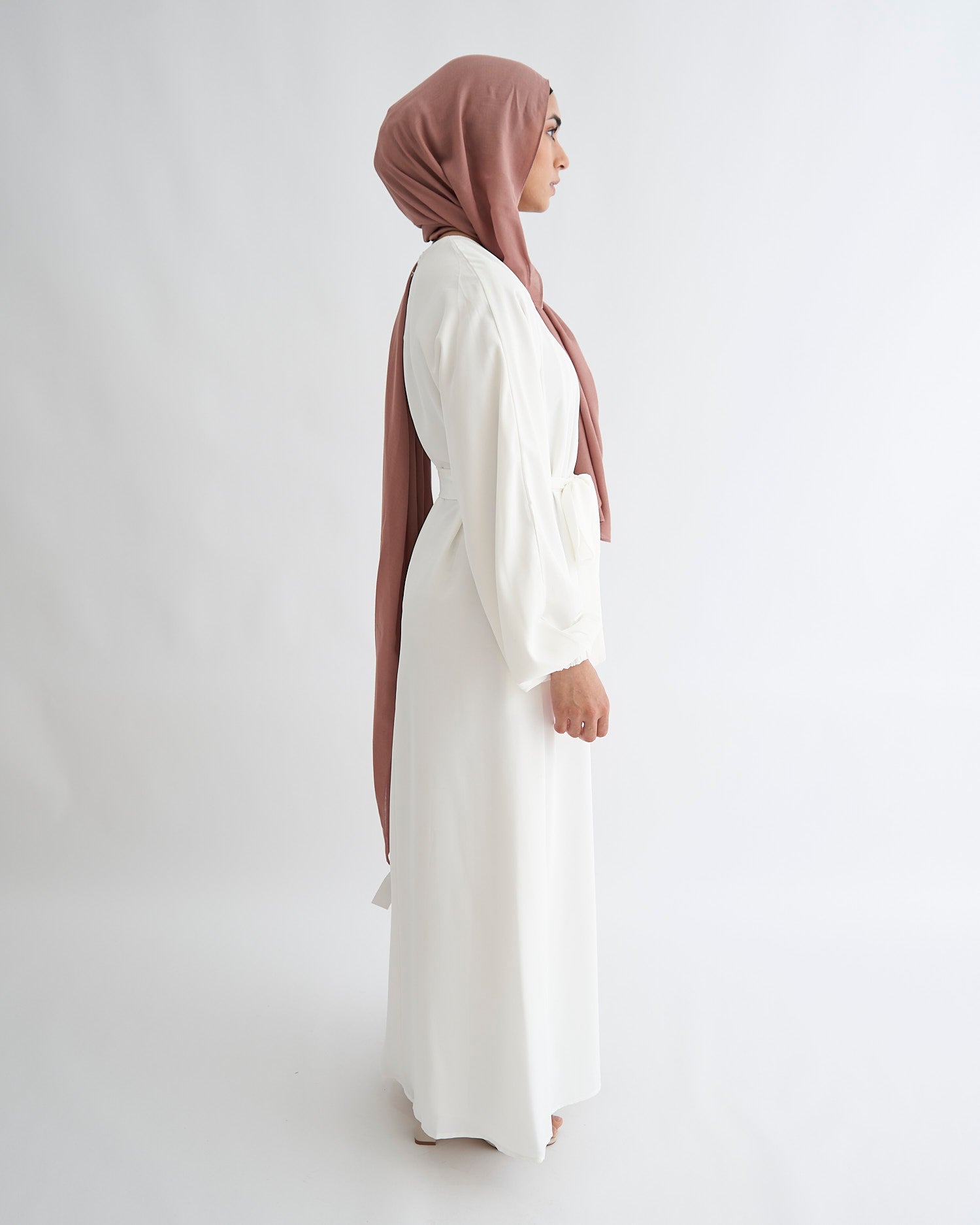 Essential Cuffed Abaya - White