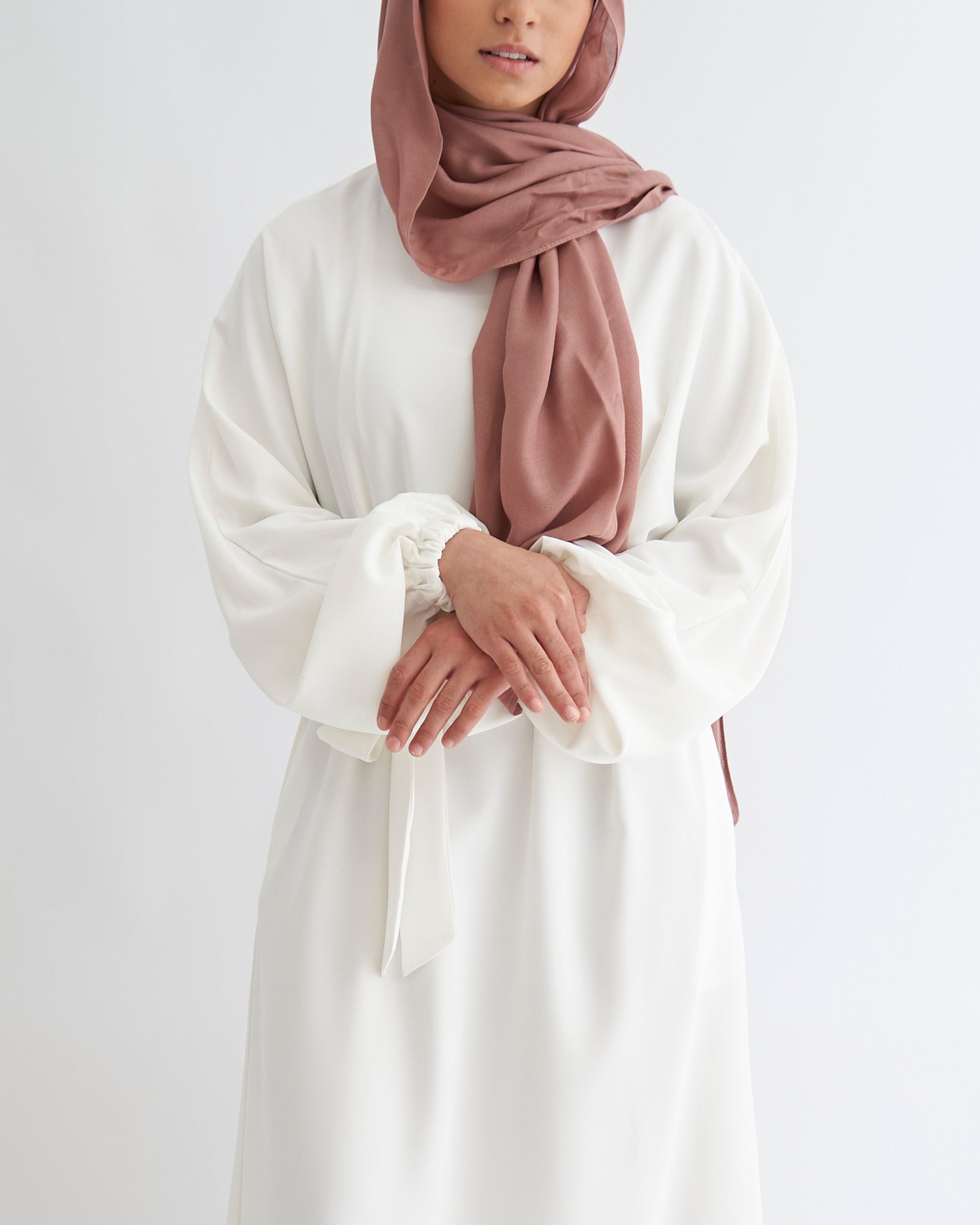 Essential Cuffed Abaya - White