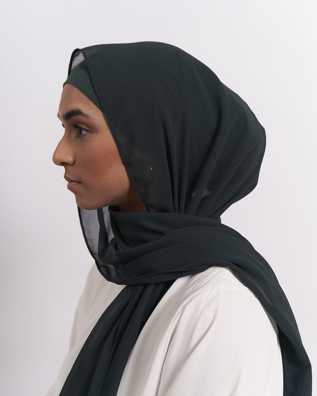 Chiffon-Hijab + Mütze – Smaragd