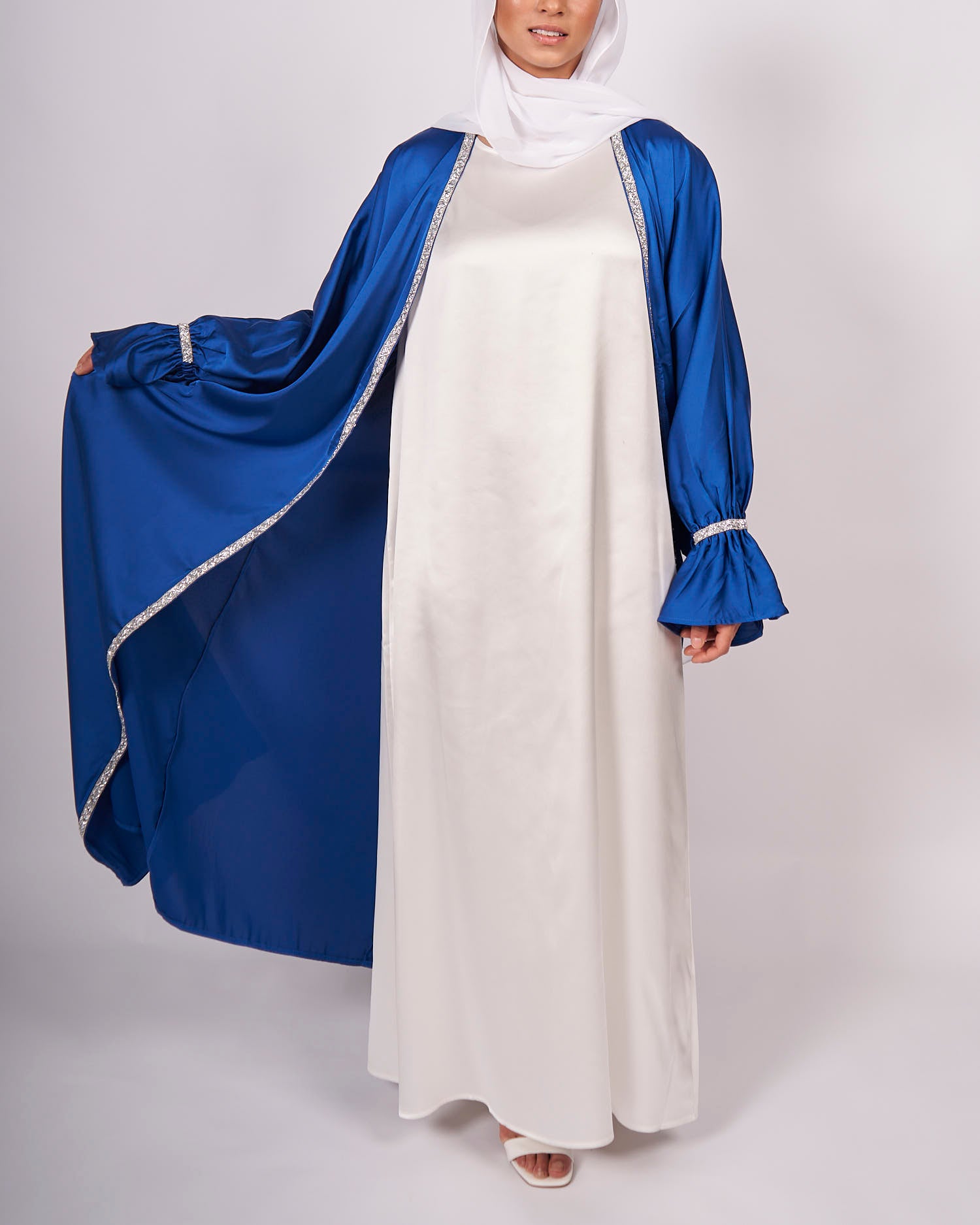 Zainab Abaya Set - Royal Blue - Satin Abaya - Fajr Noor