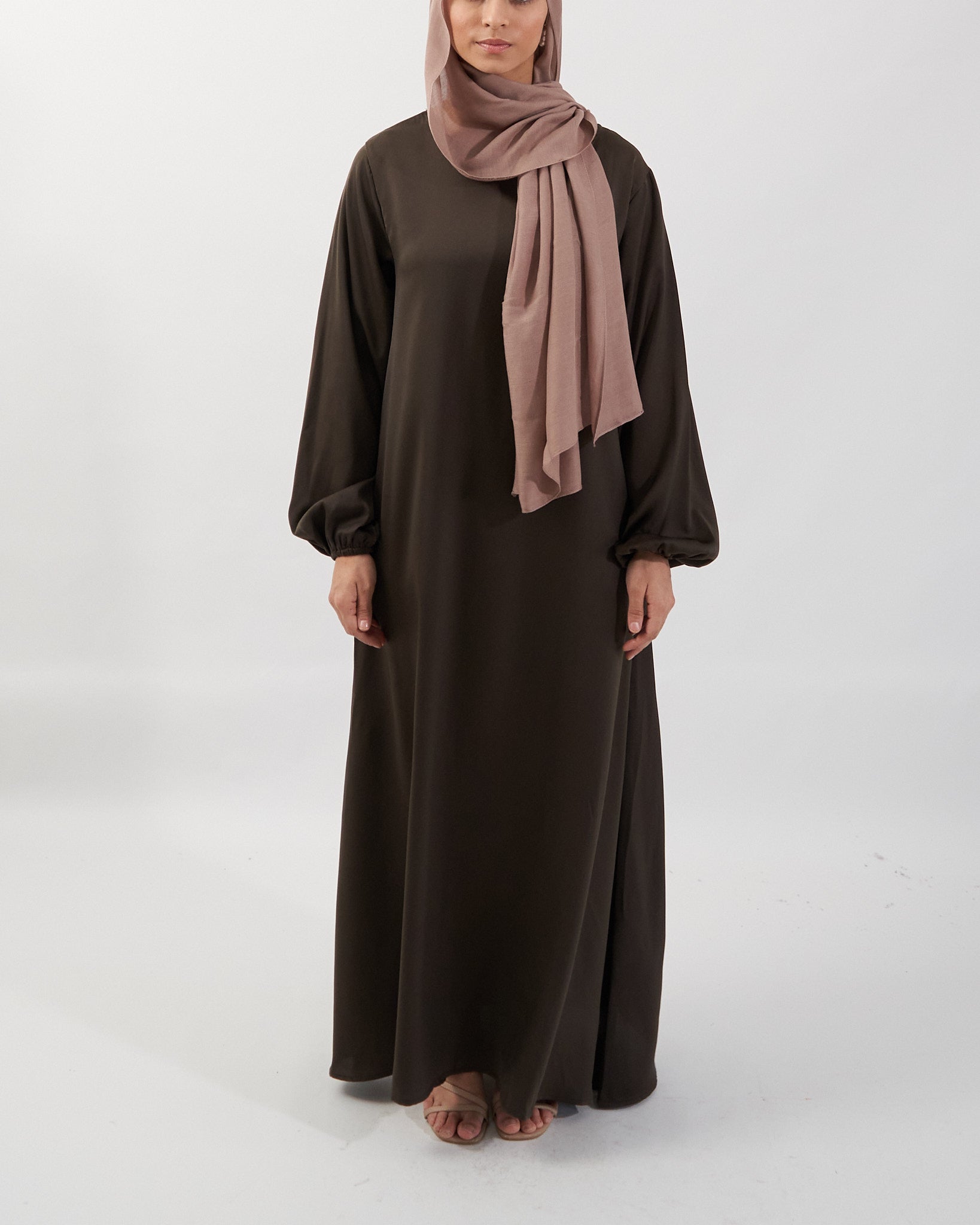 Jannah Abaya - Coffee Satin Abaya Fajr Noor S