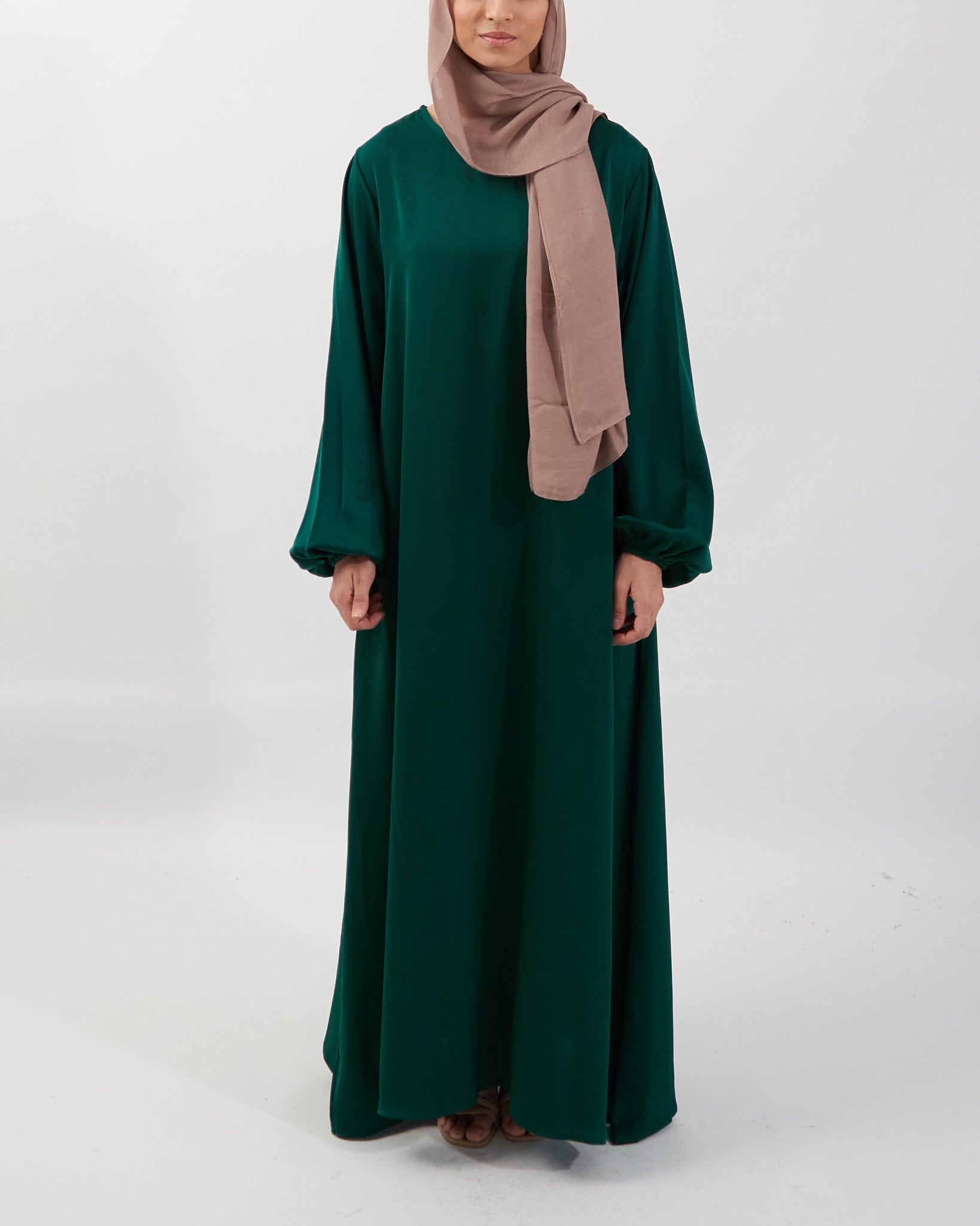 Jannah Abaya - Emerald Satin Abaya Fajr Noor S