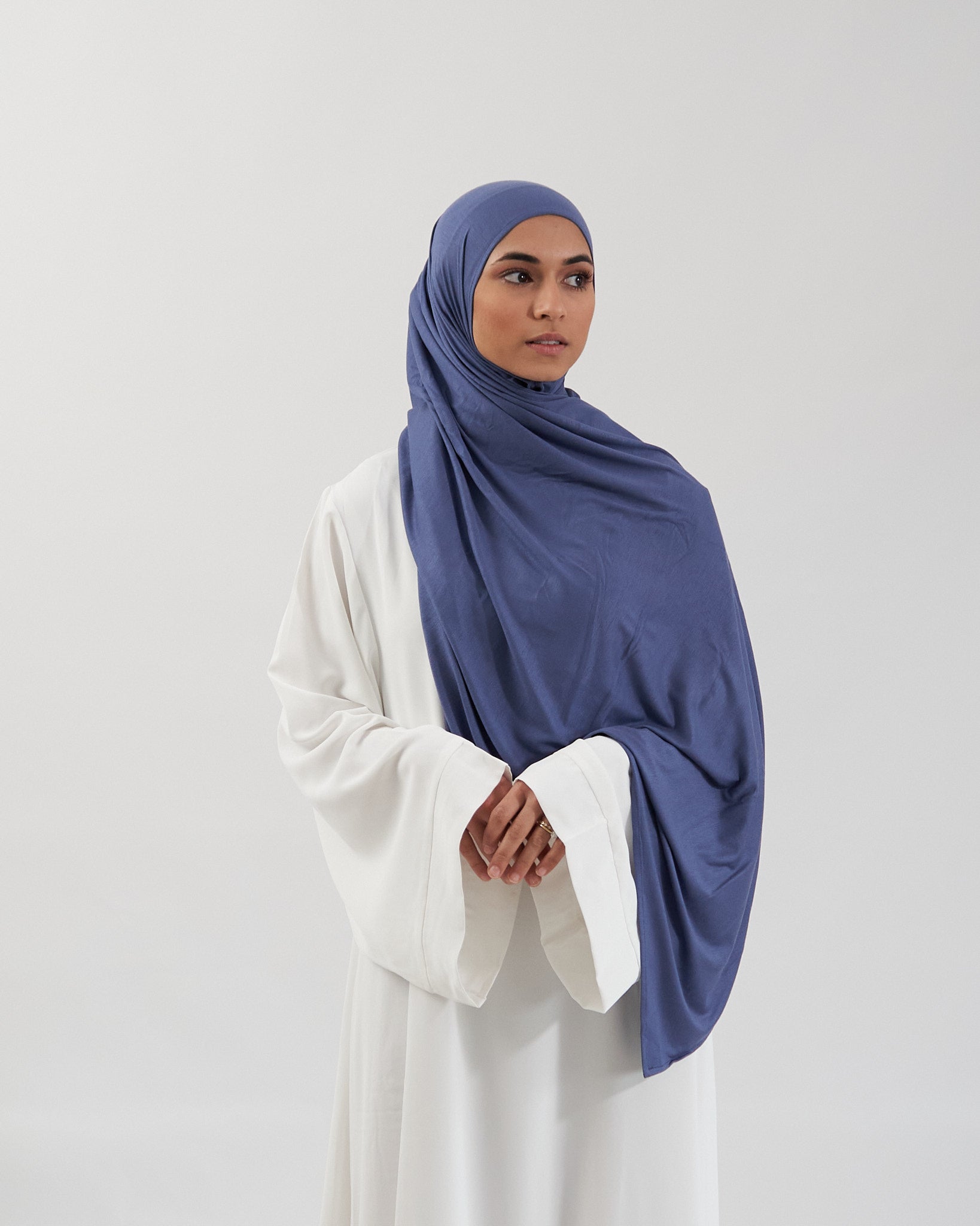 Premium Jersey Hijab - Blue Denim Scarves Fajr Noor 