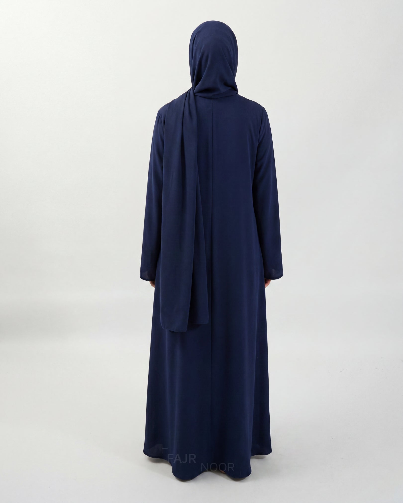 Navy blue abaya on a white background