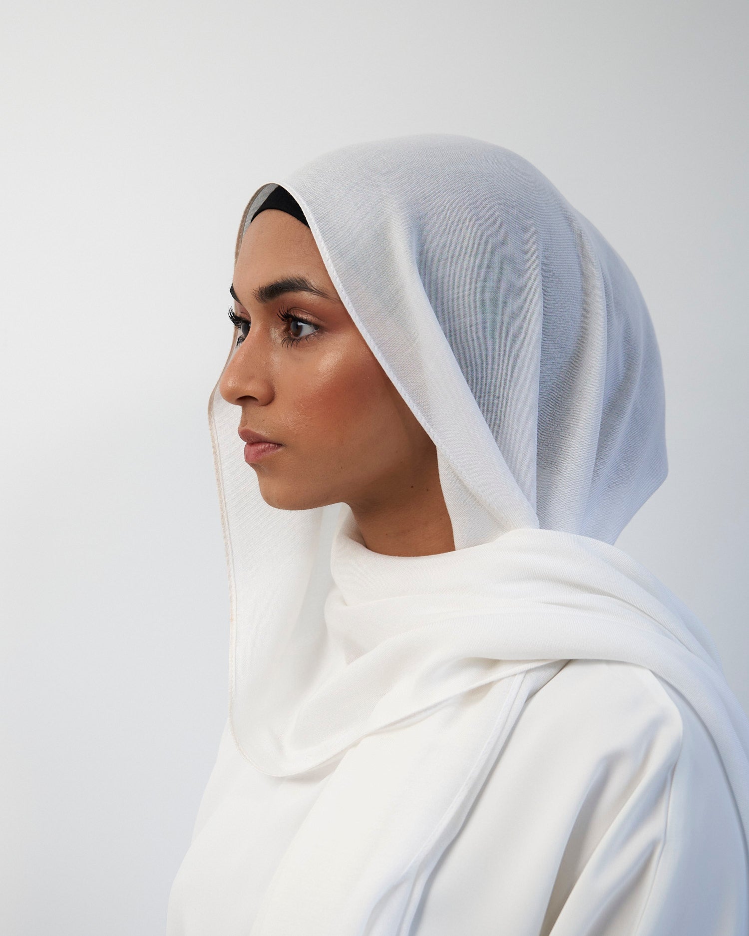 Premium Modal Hijab - White Scarves Fajr Noor 