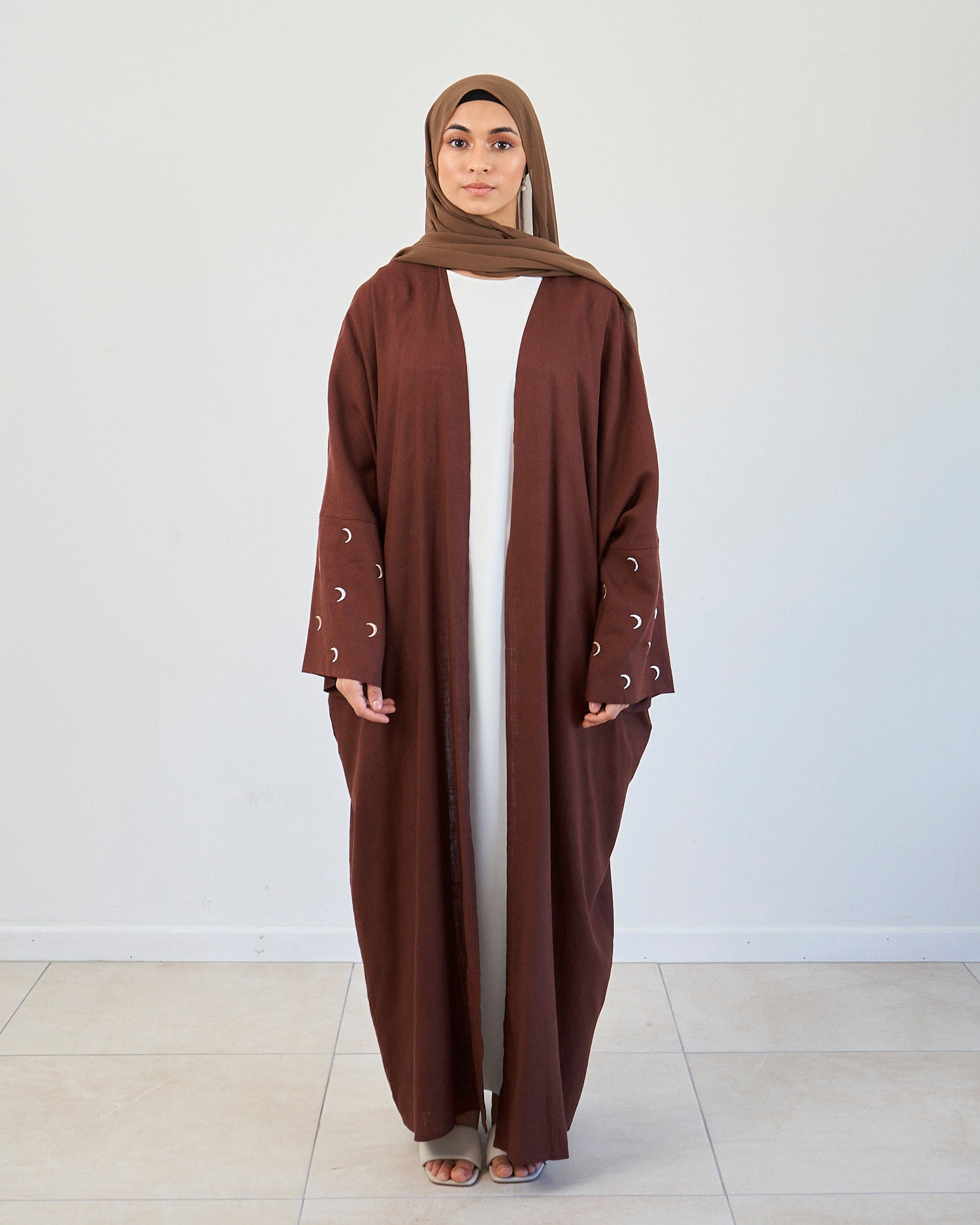 Moon Linen Abaya - Coffee