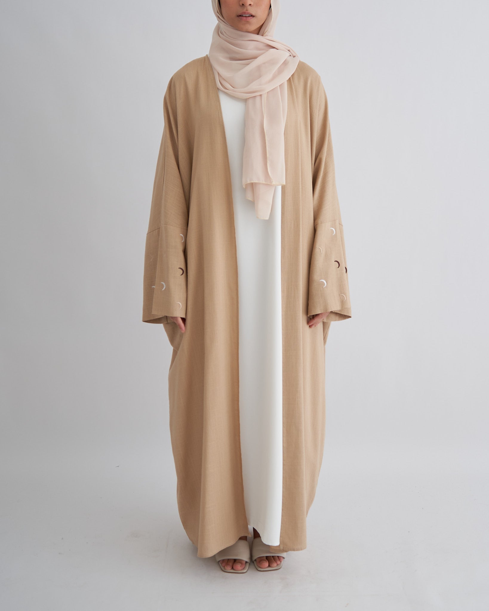 Moon Linen Abaya with Hijab - Beige