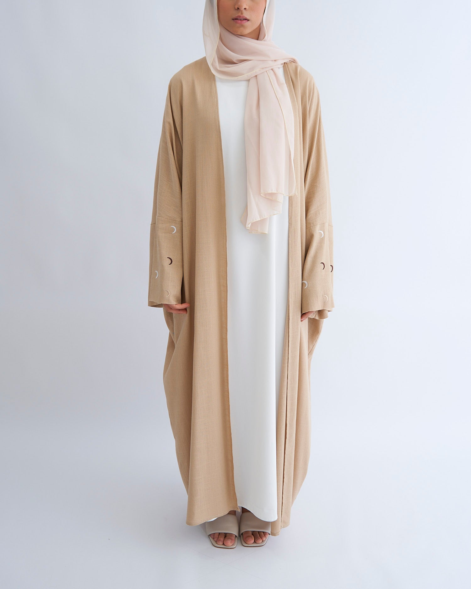 Moon Linen Abaya with Hijab - Beige