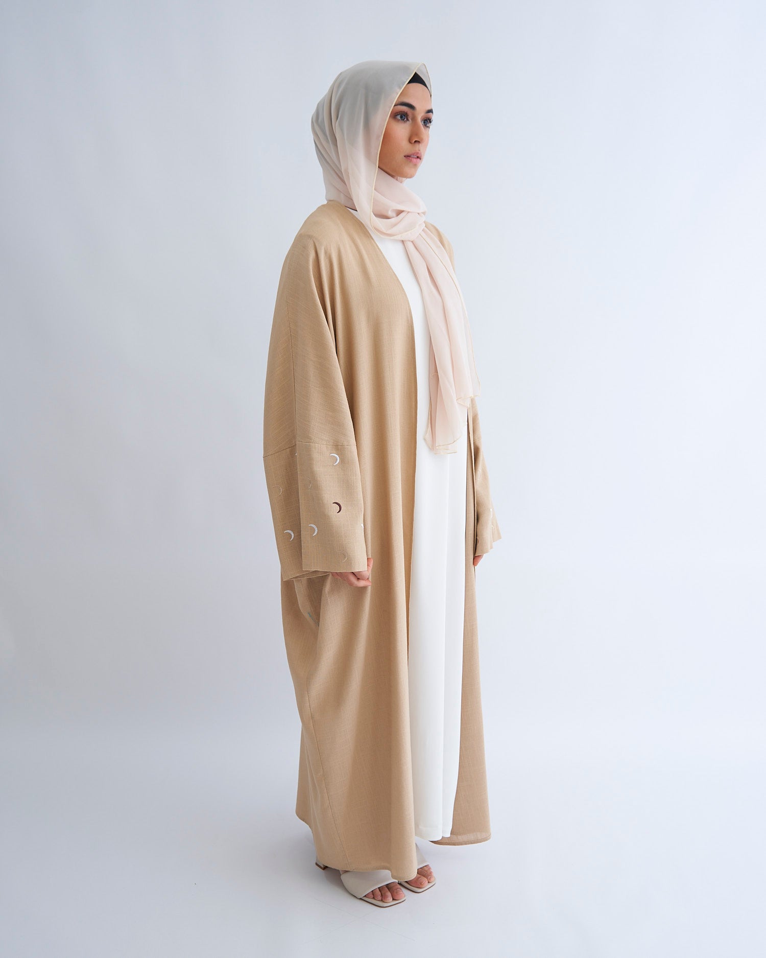 Moon Linen Abaya with Hijab - Beige