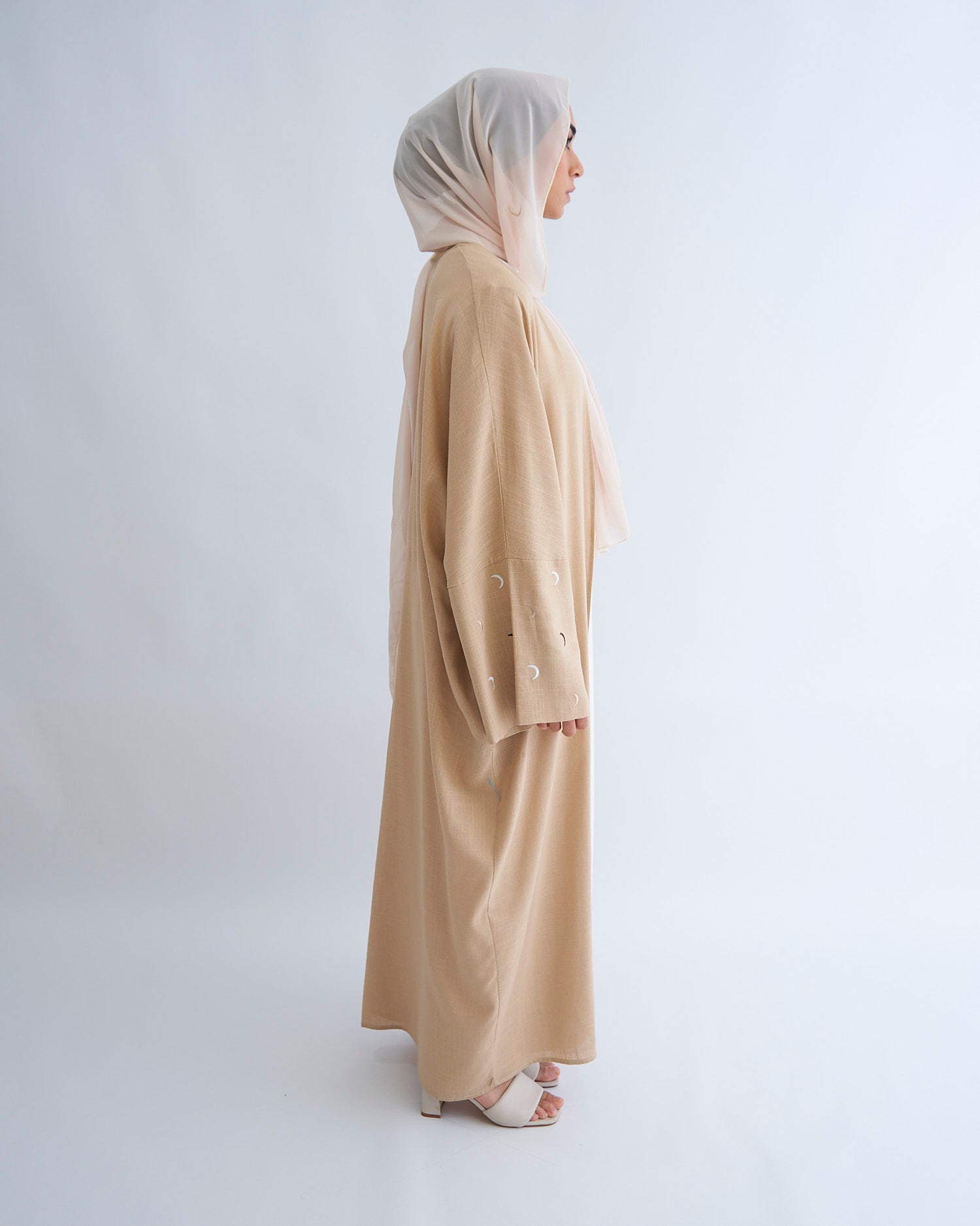 Moon Linen Abaya with Hijab - Beige