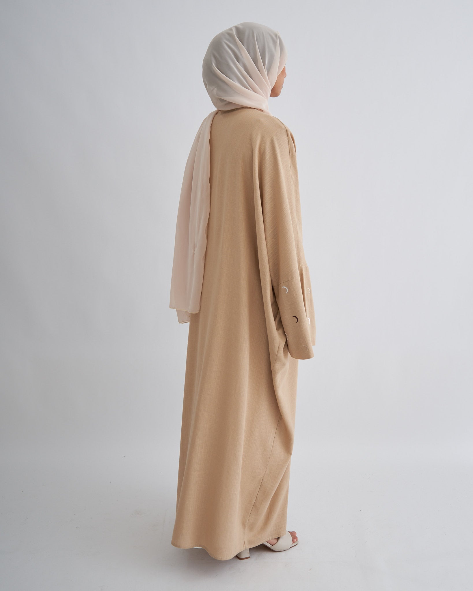 Moon Linen Abaya with Hijab - Beige