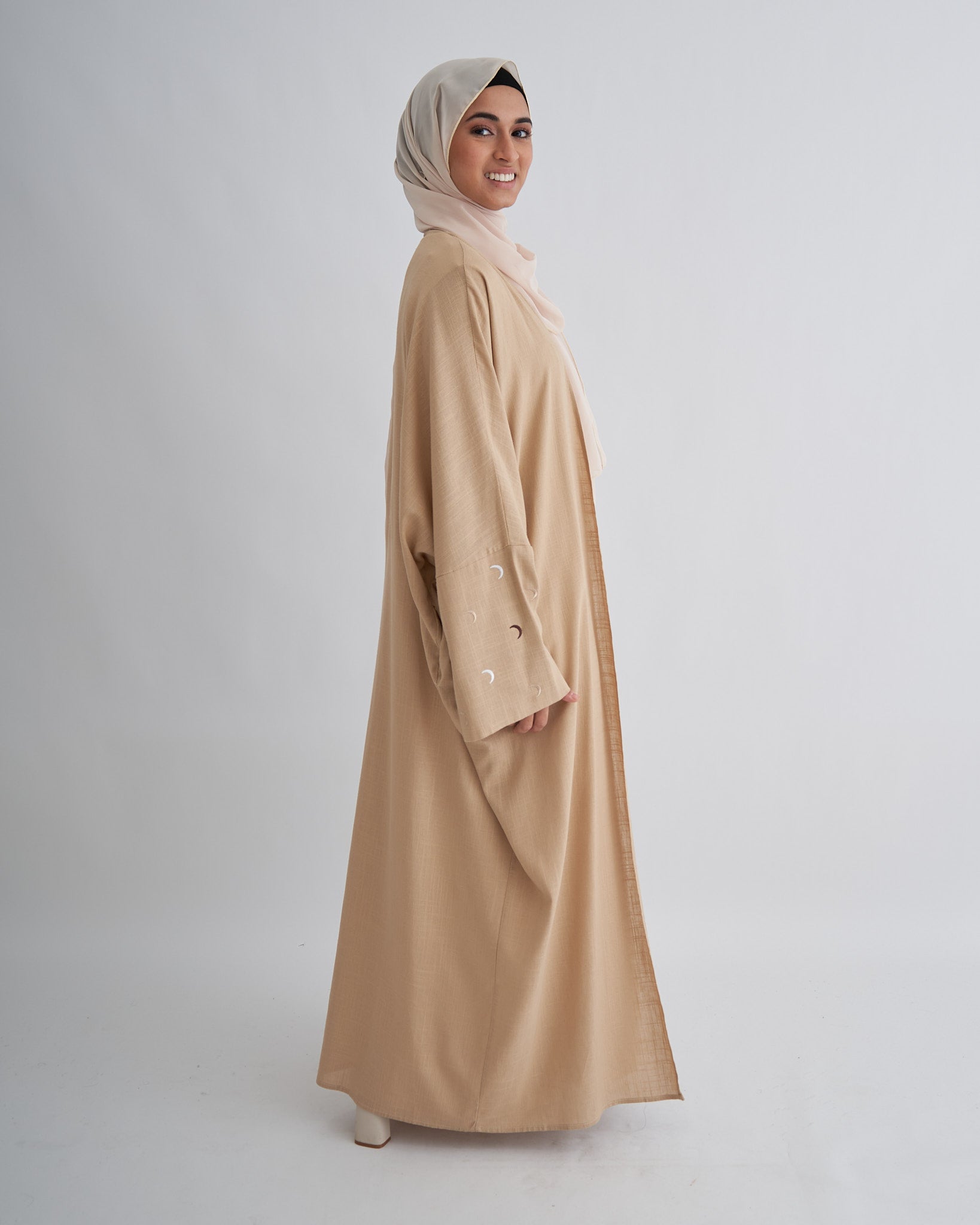 Moon Linen Abaya with Hijab - Beige