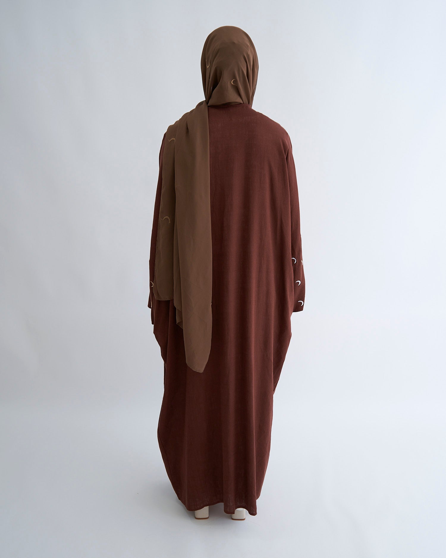 Moon Linen Abaya with Hijab - Coffee