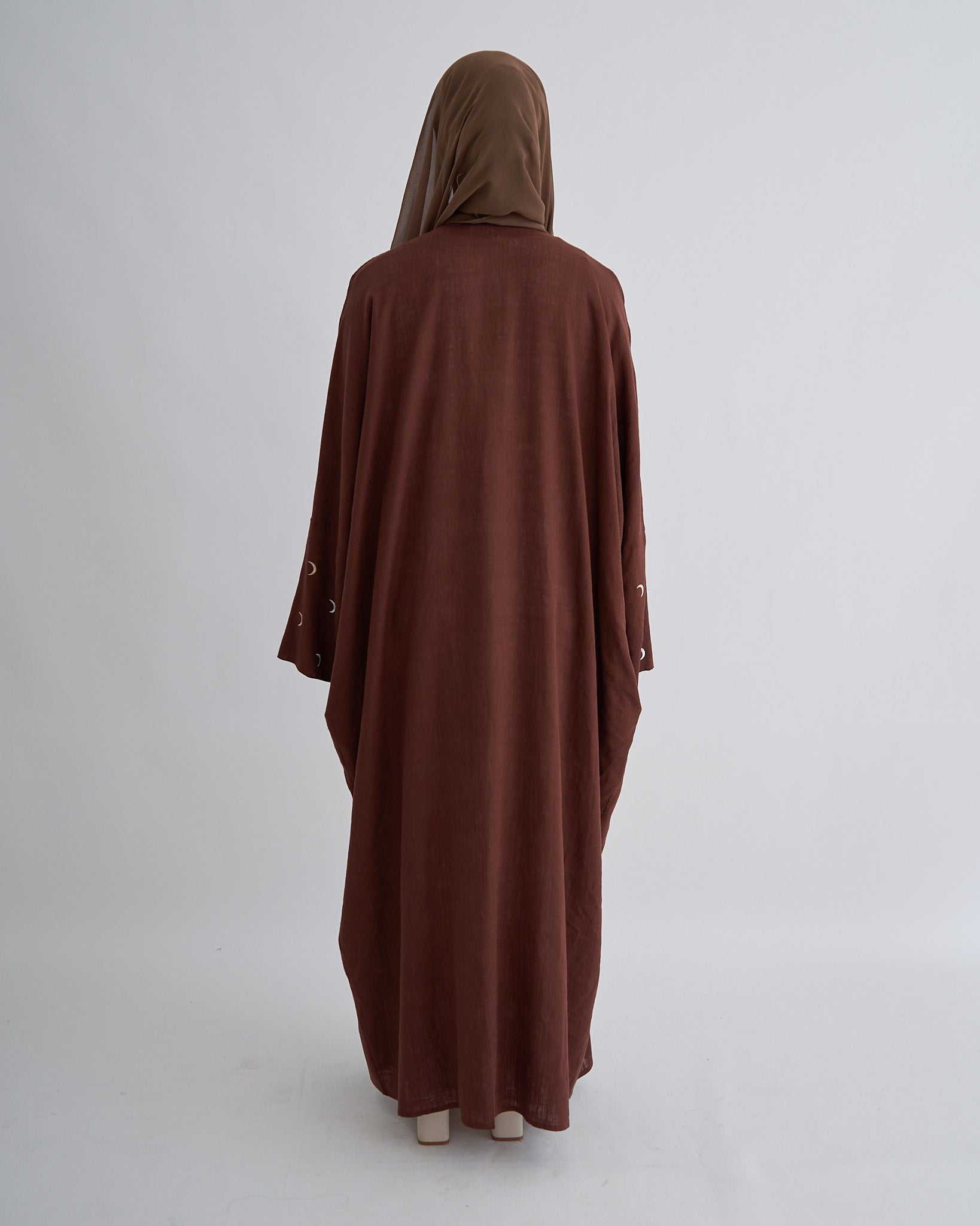 Moon Linen Abaya with Hijab - Coffee