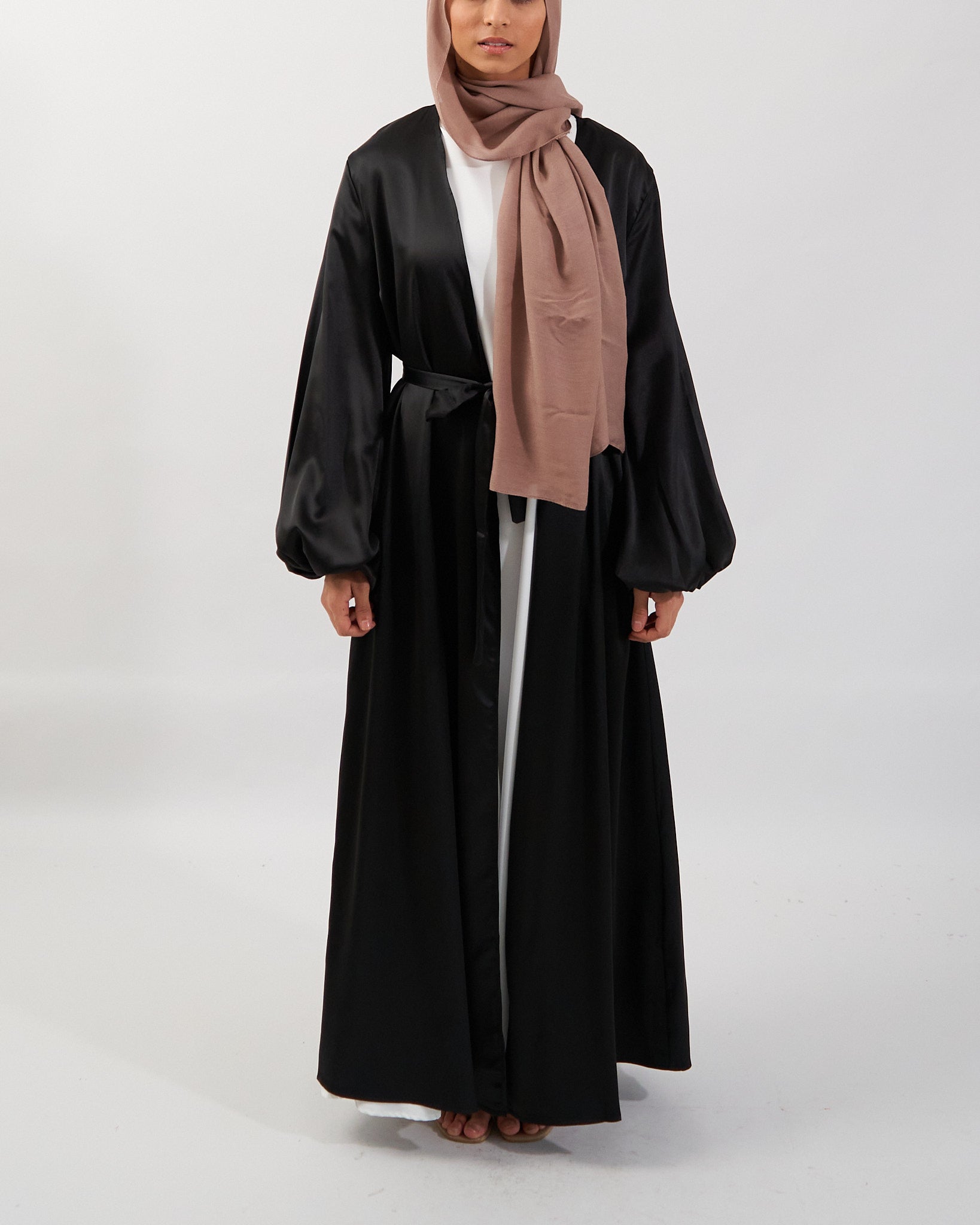 Noor Abaya - Black Satin Abaya Fajr Noor 