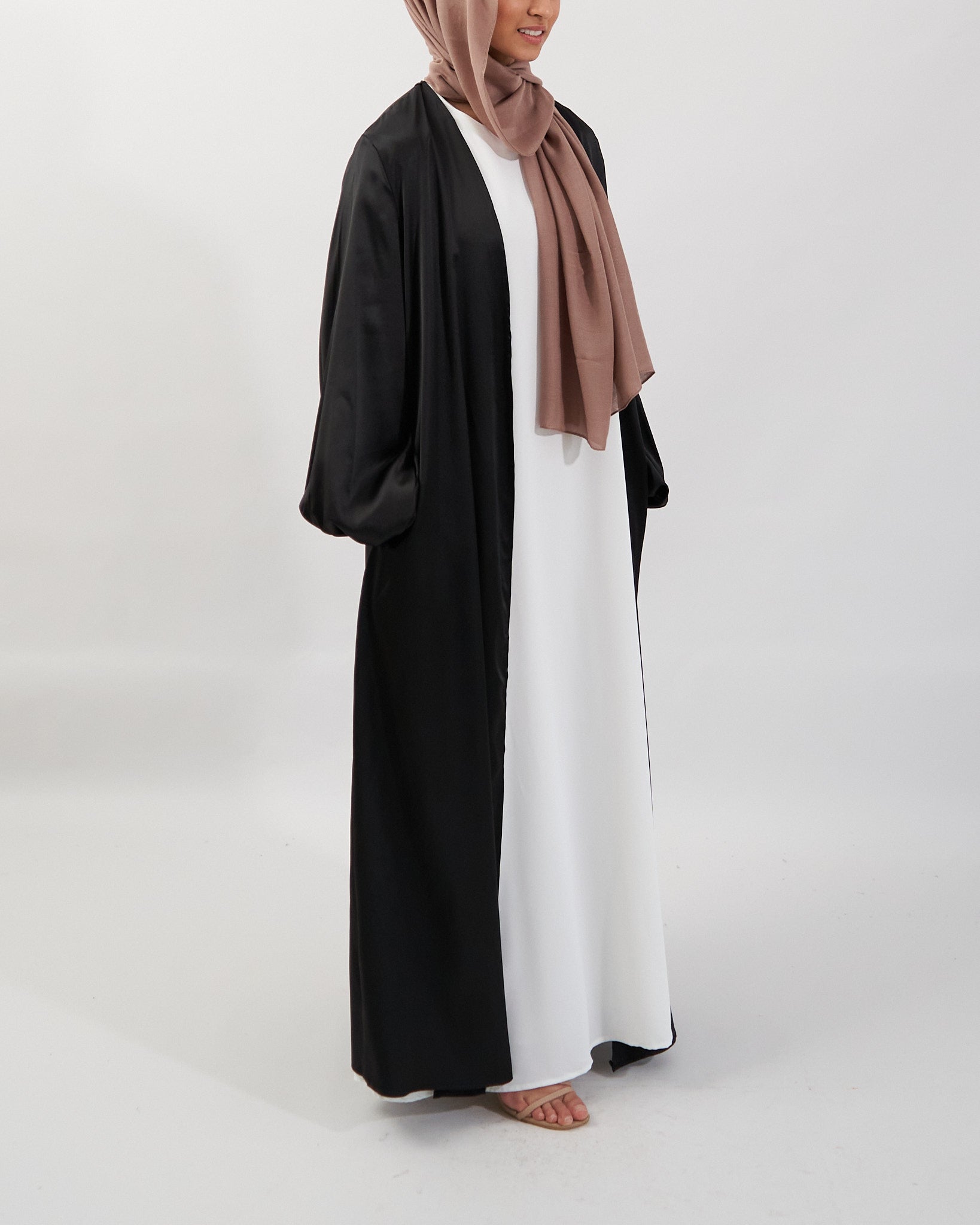 Noor Abaya - Black Satin Abaya Fajr Noor 