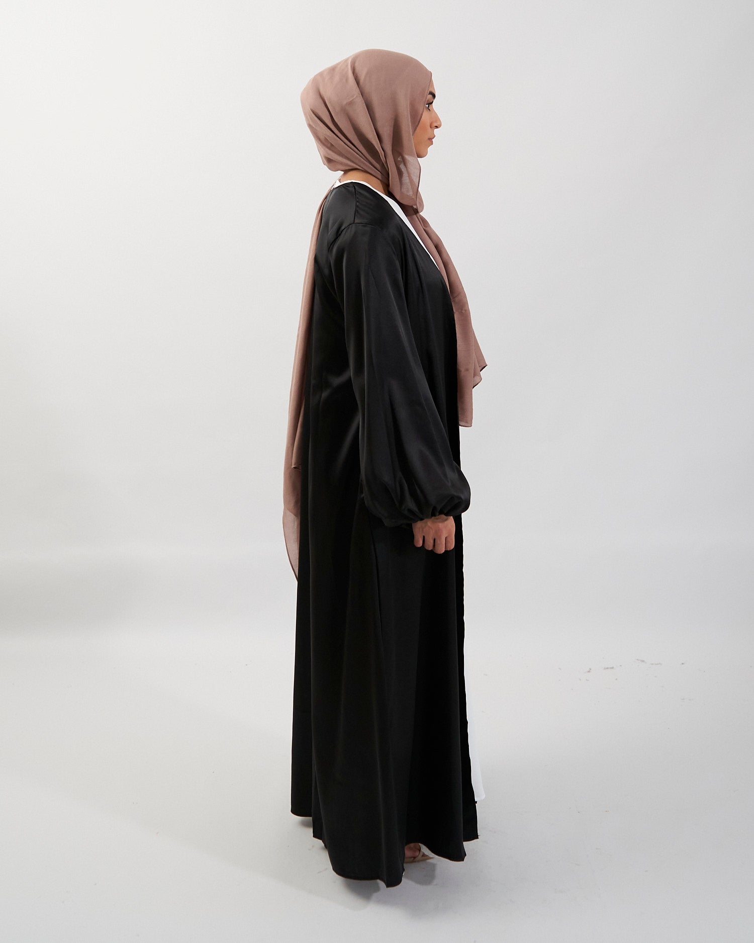 Noor Abaya - Black Satin Abaya Fajr Noor 