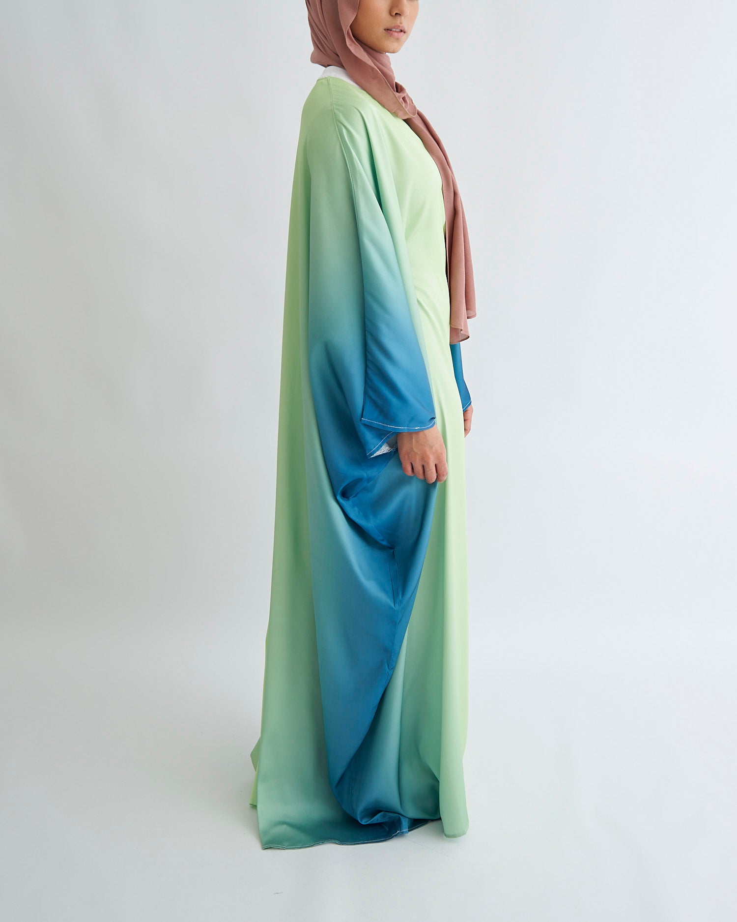 Butterfly Ombre Abaya - Lime