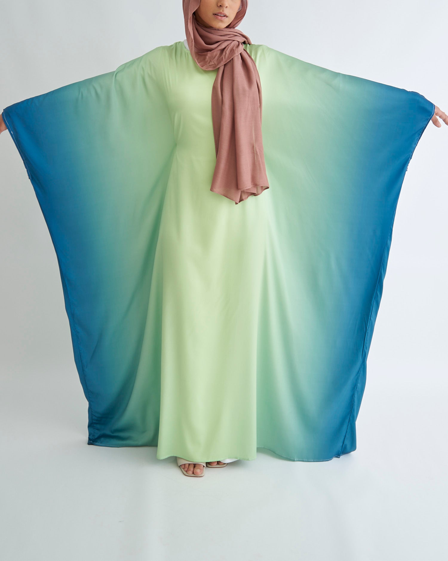 Butterfly Ombre Abaya - Lime