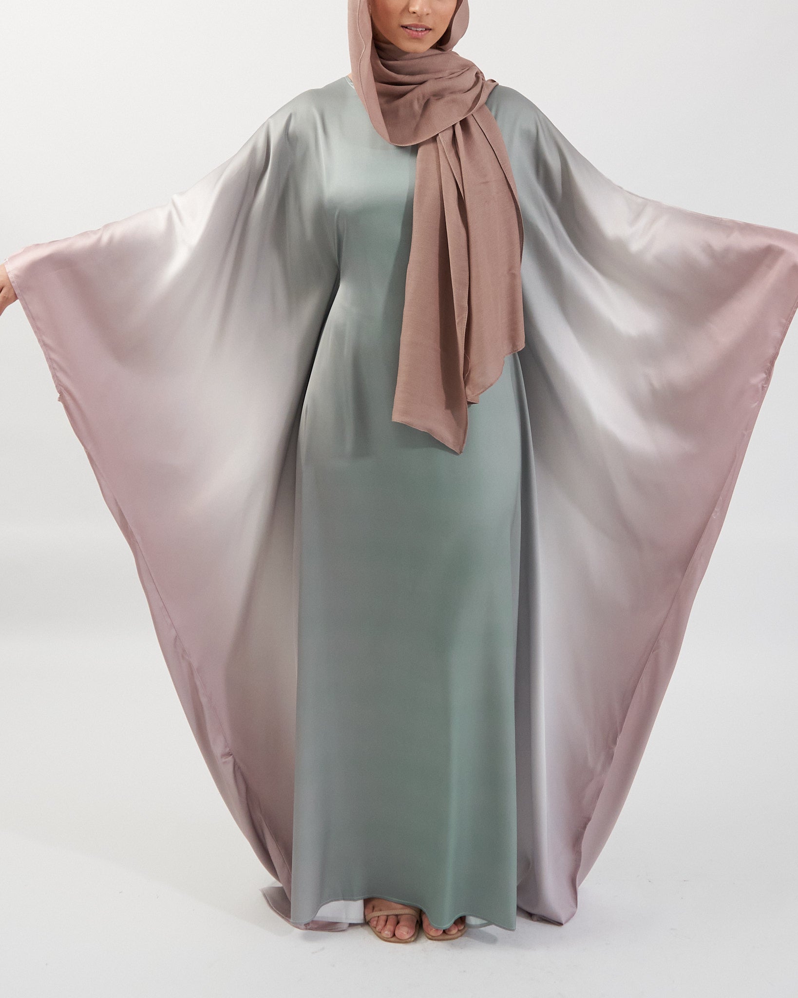 Butterfly Ombre Kaftan - Sage Ombre Abaya Fajr Noor S