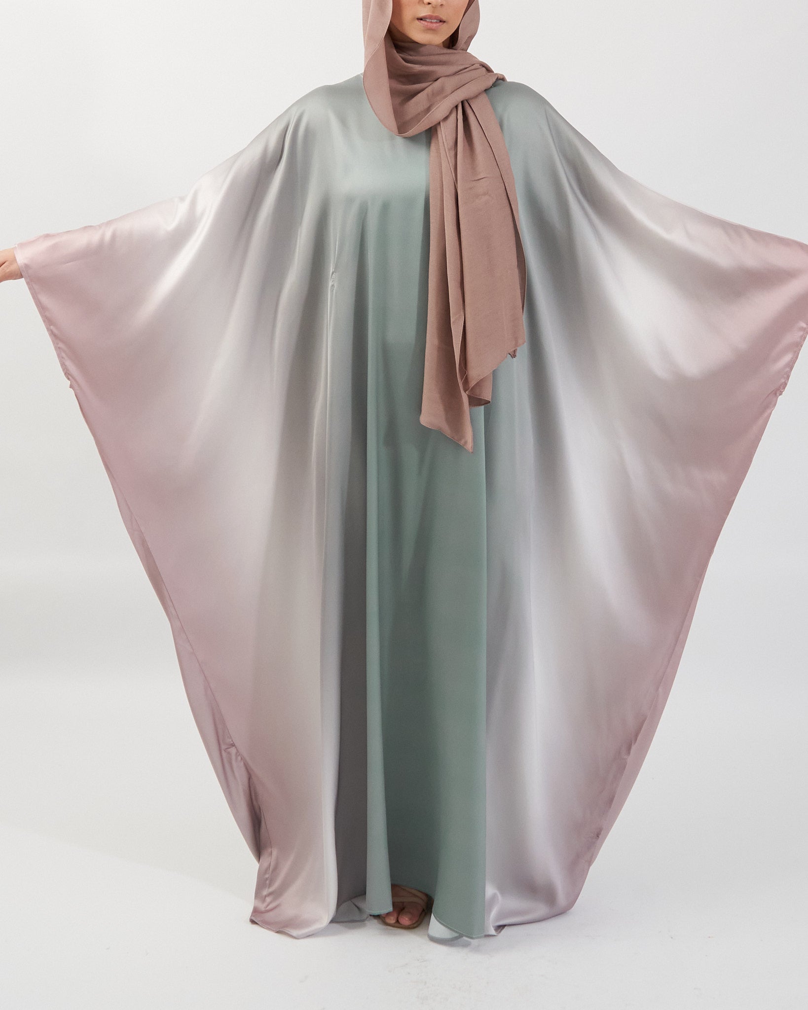 Butterfly Ombre Kaftan - Sage Ombre Abaya Fajr Noor 