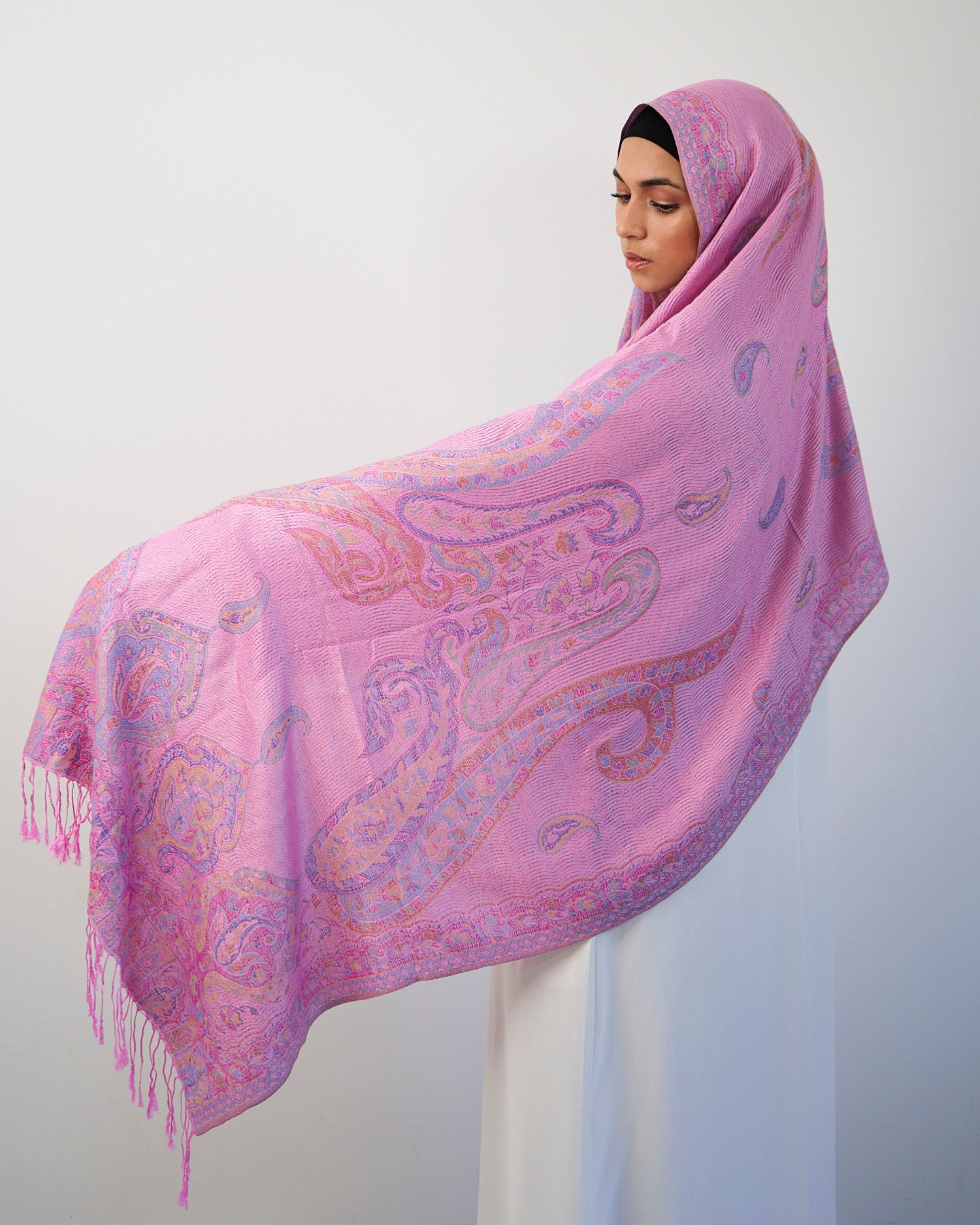 Pashmina Hijab - Pink Blossoms Scarves Fajr Noor 