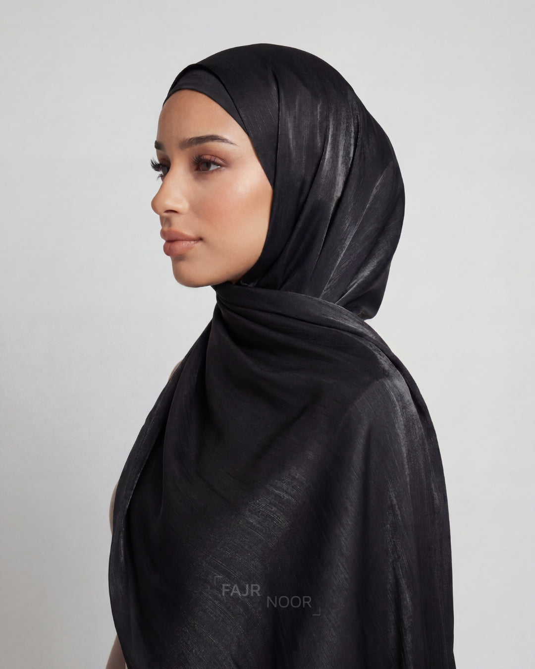 Premium Satin Silk Hijab - Black