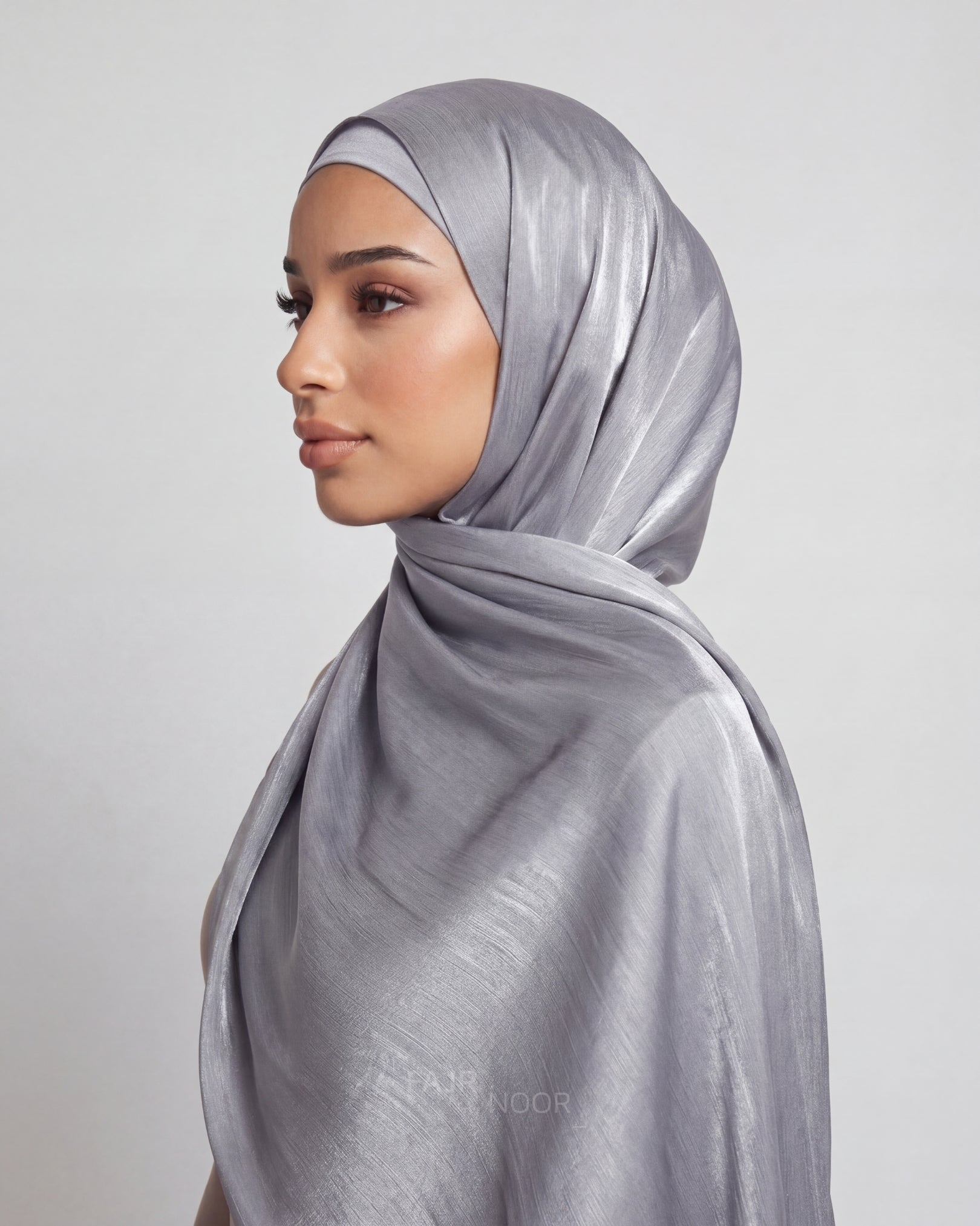 Premium Satin Silk Hijab - Silver