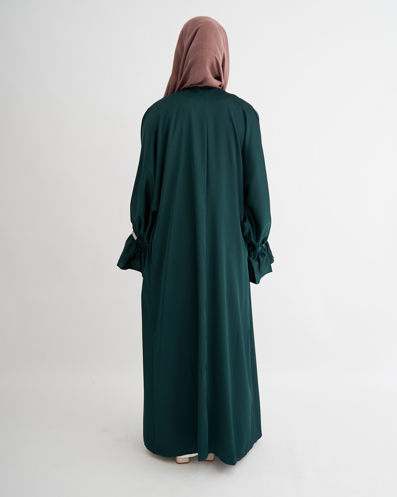 2PC Zainab Glitter Abaya Set - Emerald