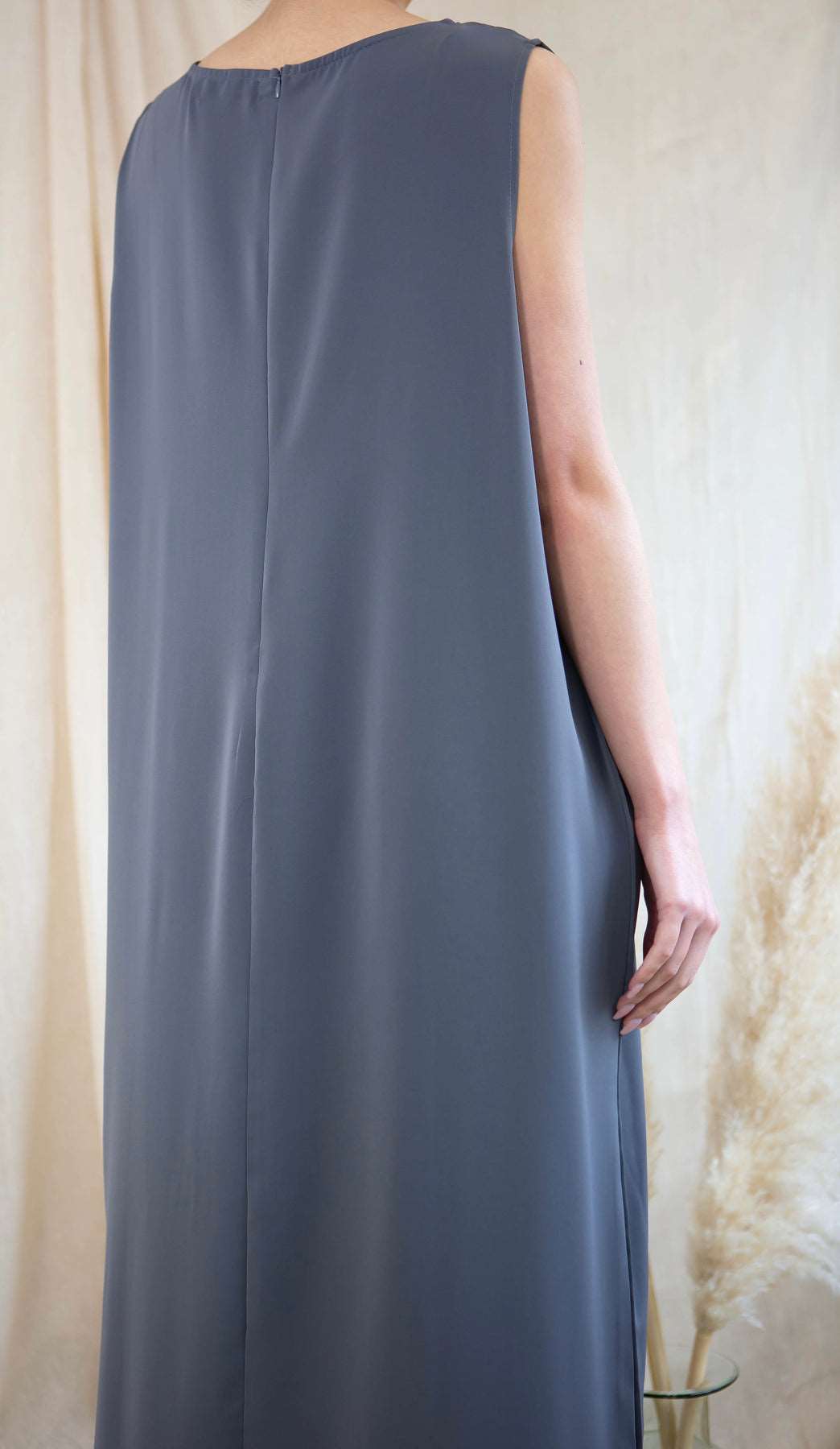 Grey Slip Dress Sleeveless Maxi