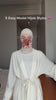 Tutorial video showing 5 easy ways to style a white Fajr Noor premium modal hijab