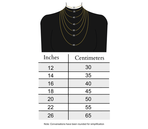 Necklace Size Guide Australia Inches CM Fajr Noor