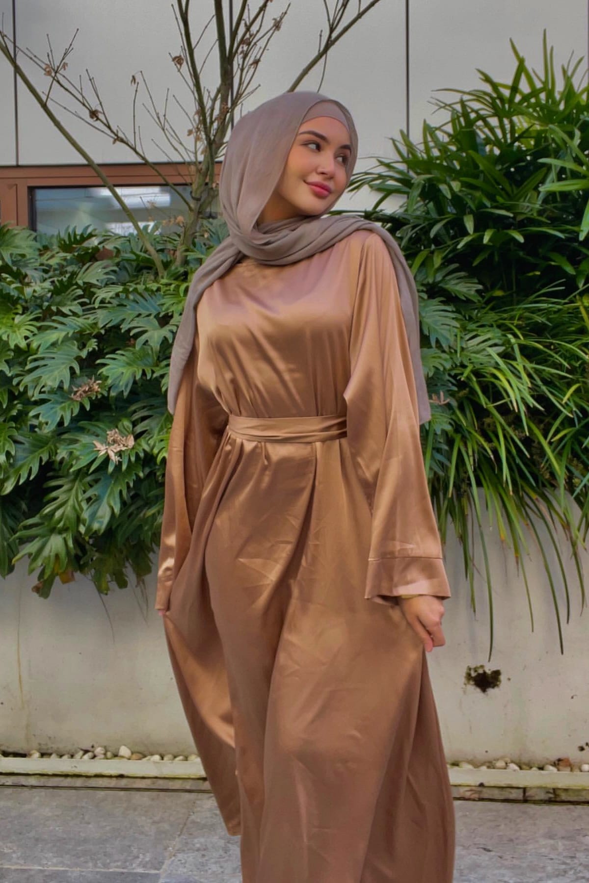 @mariam.hajarr Gold Satin Abaya Fajr Noor Abaya Australia